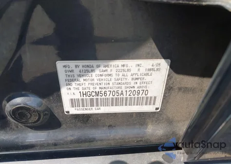 2005 Honda Accord 2.4 Ex z USA, uszkodzony, nr VIN 1HGCM56705A120970